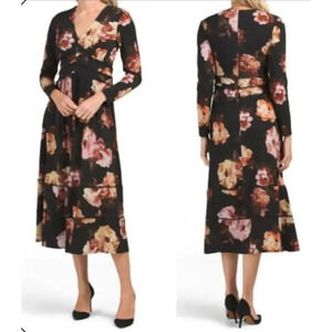 Taylor Black Floral Midi Dress